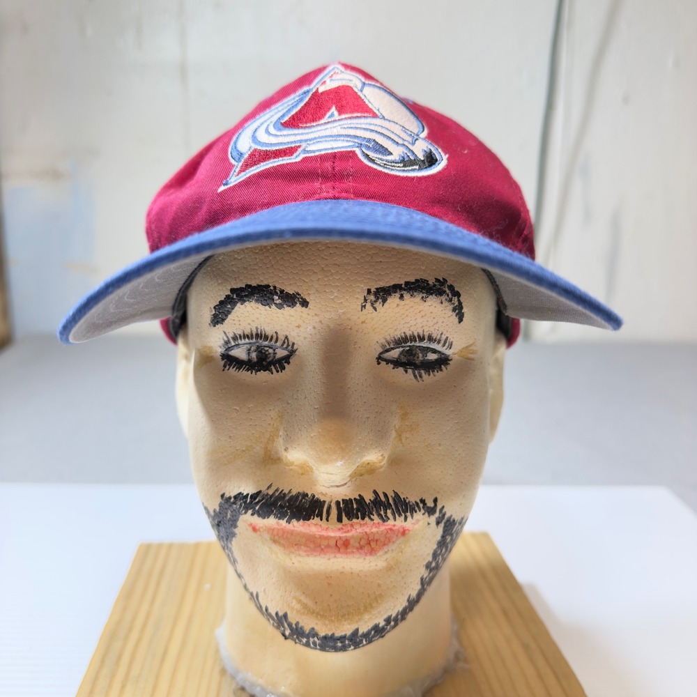 Vintage Colorado Avalanche NHL Snapback Hat Twins Enterprise Burgundy Blue Hat